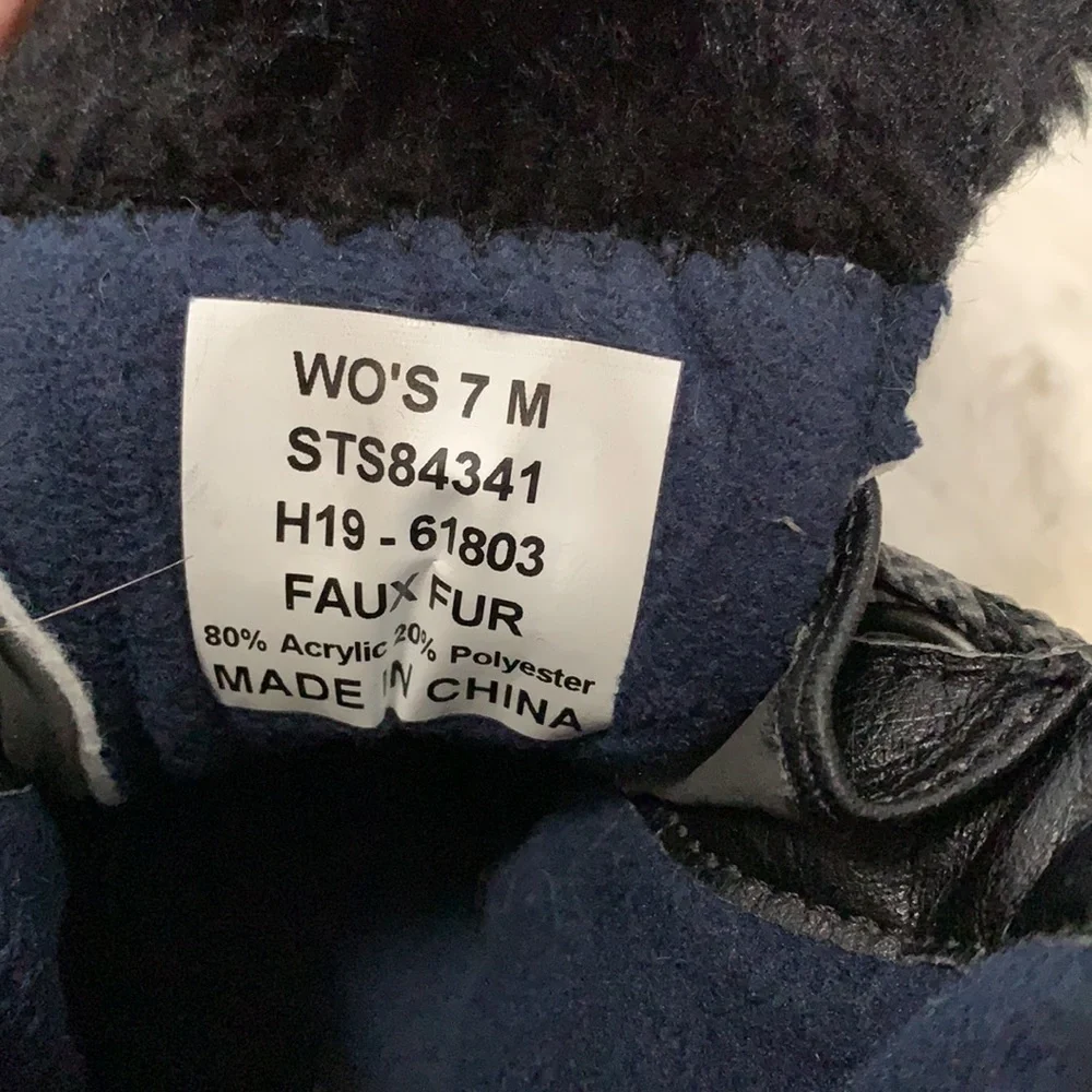 SPERRY Maritime black fur gray Leather Winter Boots